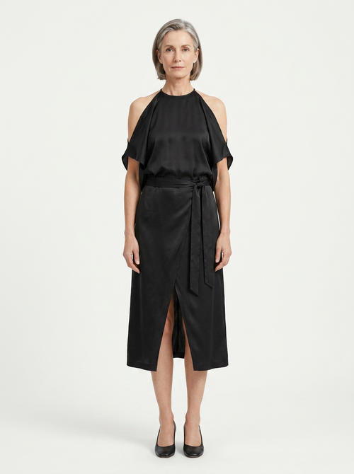 Camila - Cold-Shoulder Midi Dress With Open Back