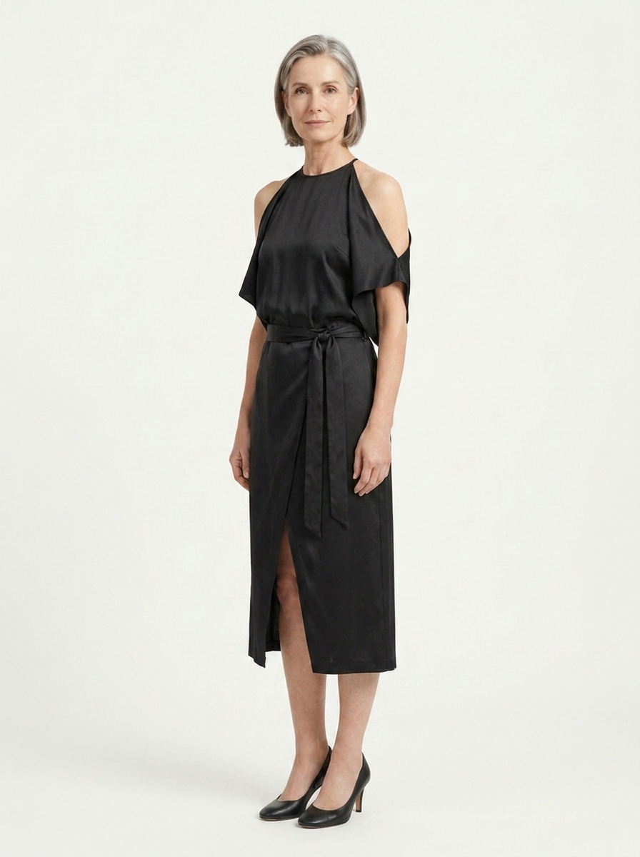 Camila - Cold-Shoulder Midi Dress With Open Back