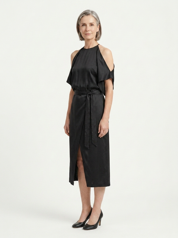 Camila - Cold-Shoulder Midi Dress With Open Back