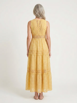Brittany - Sleeveless Lace-Trim Maxi Dress