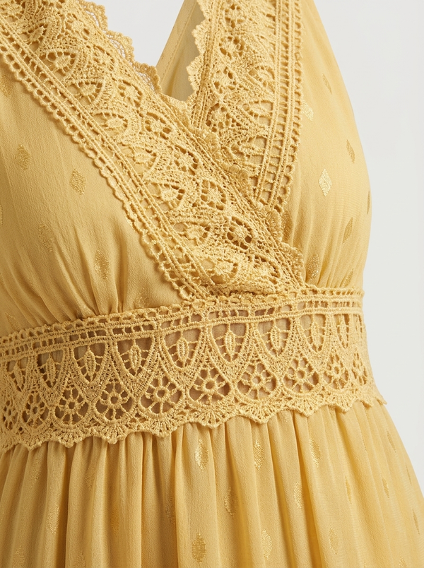 Brittany - Sleeveless Lace-Trim Maxi Dress