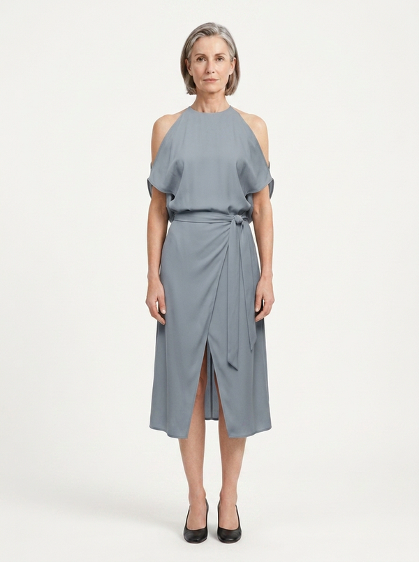 Camila - Cold-Shoulder Midi Dress With Open Back