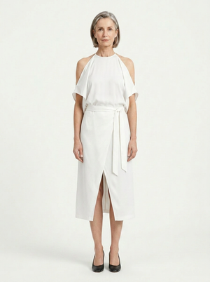 Camila - Cold-Shoulder Midi Dress With Open Back