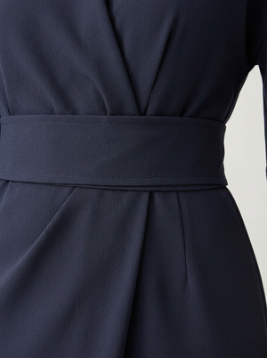 Angela - Belted Waist Midi Dress With Wide Sleeves