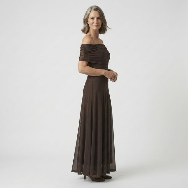 Drapella - Off-Shoulder Flowing Maxi Dress