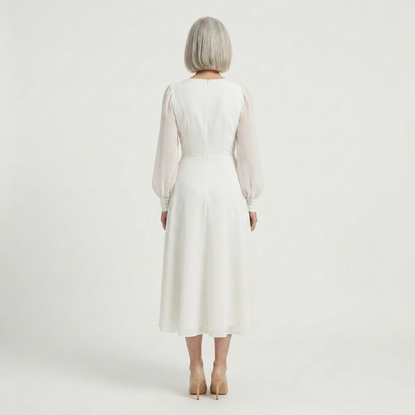 Alina - Long-Sleeve V-Neck Bridal Dress