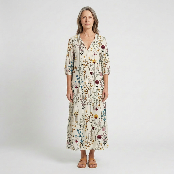 Addison - Boho Print V-Neck Maxi Dress