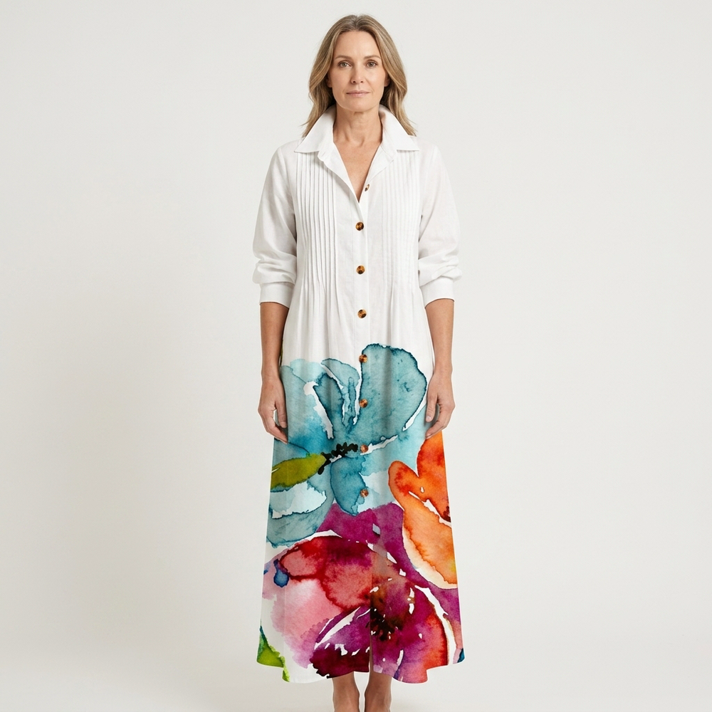 Julia - Button-Front Boho Midi Dress