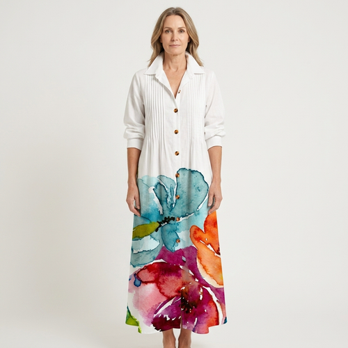 Julia - Button-Front Boho Midi Dress