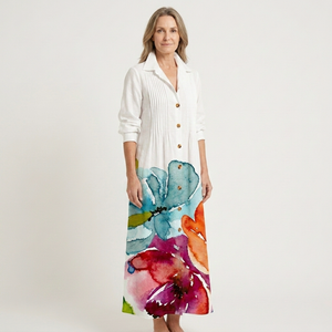 Julia - Button-Front Boho Midi Dress