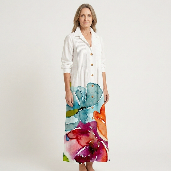 Julia - Button-Front Boho Midi Dress