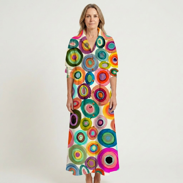 Julia - Button-Front Boho Midi Dress