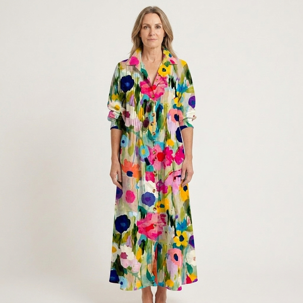 Julia - Button-Front Boho Midi Dress