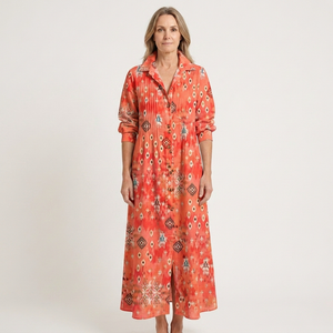 Julia - Button-Front Boho Midi Dress