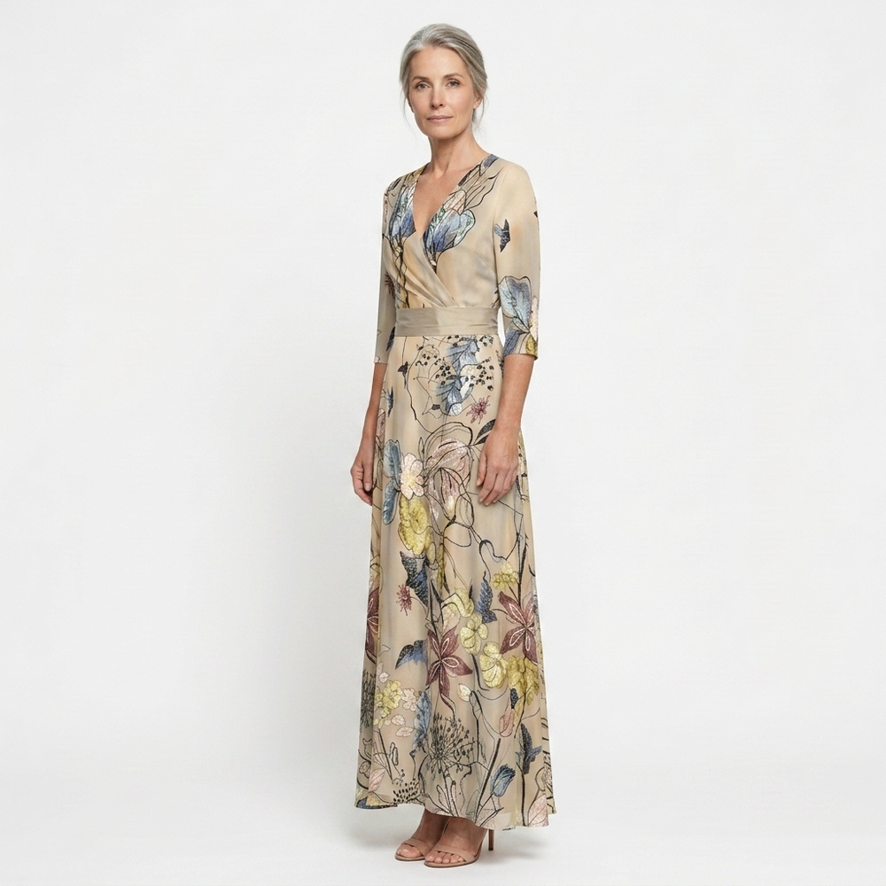 Eliana - V-Neck Wrap-Style Maxi Dress