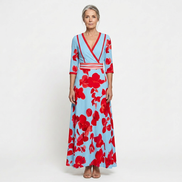 Eliana - V-Neck Wrap-Style Maxi Dress