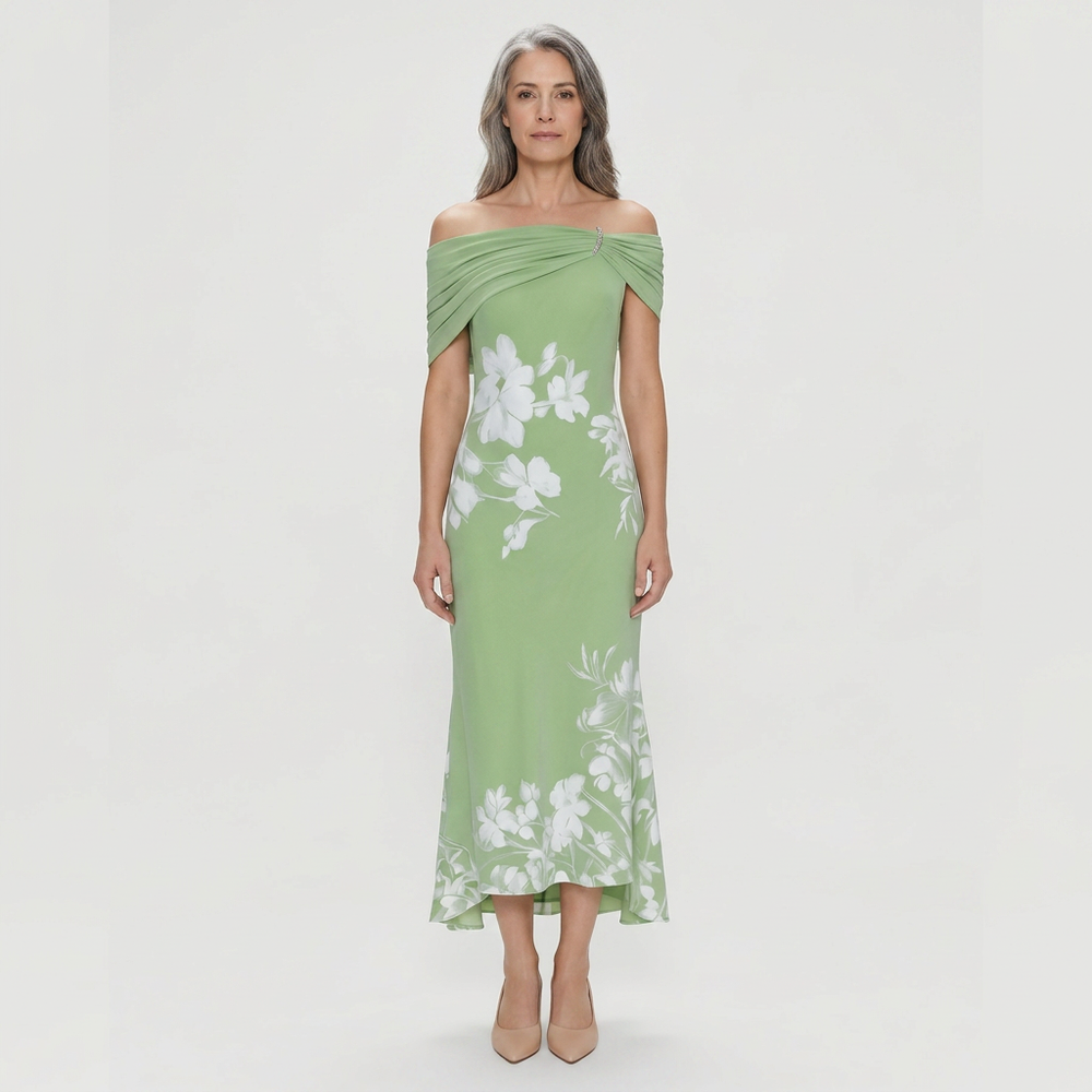Maya - Off-Shoulder Floral Print Midi Dress