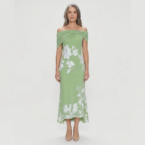 Maya - Off-Shoulder Floral Print Midi Dress