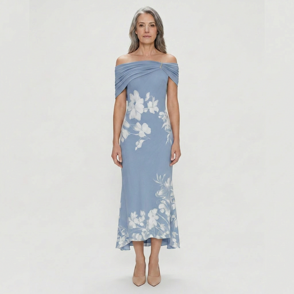 Maya - Off-Shoulder Floral Print Midi Dress