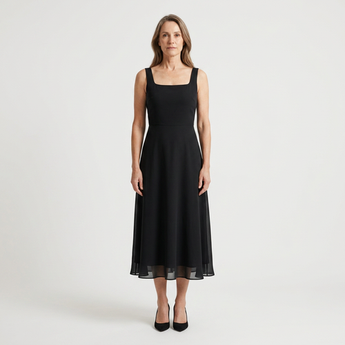 Caroline - Square Neckline Midi Dress
