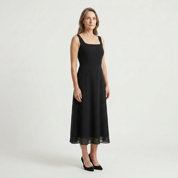 Caroline - Square Neckline Midi Dress