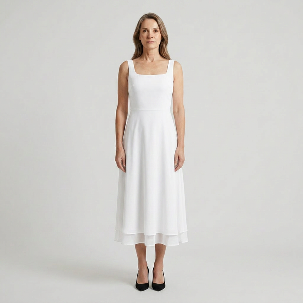 Caroline - Square Neckline Midi Dress