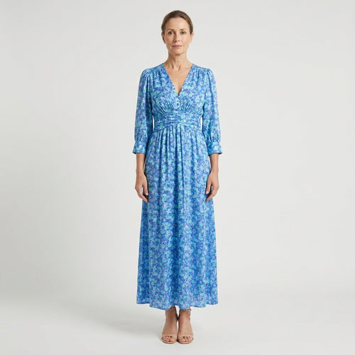 Hazel - Floral Print V-Neck Maxi Dress