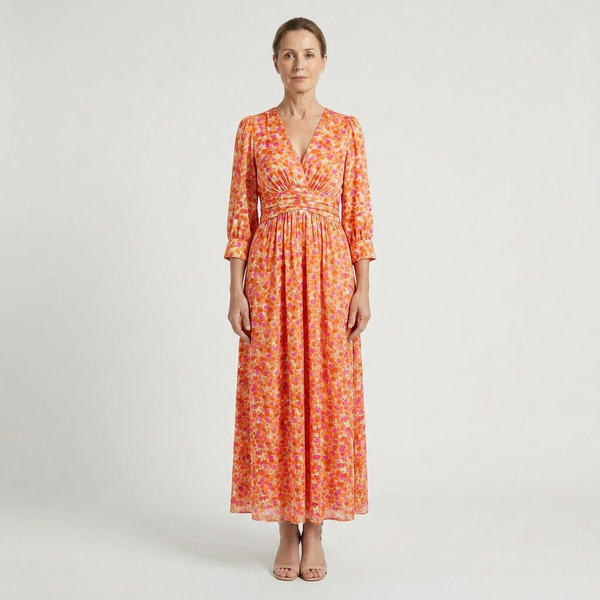 Hazel - Floral Print V-Neck Maxi Dress
