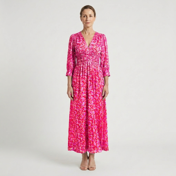 Hazel - Floral Print V-Neck Maxi Dress