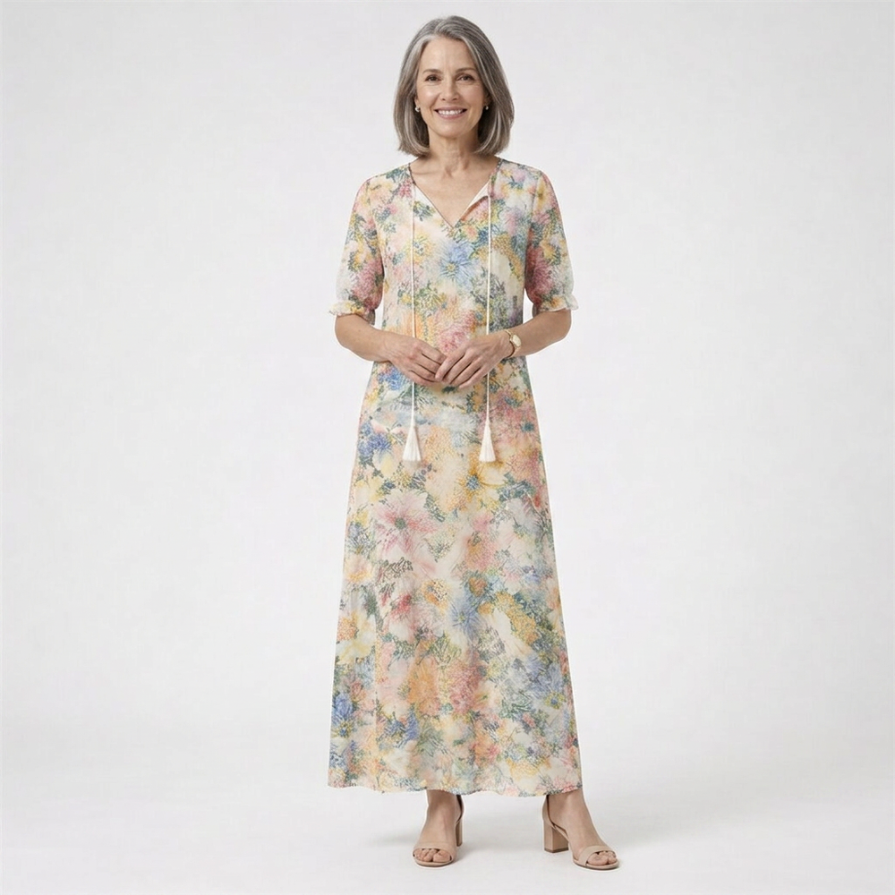 Blossomara - Floral Print Bohemian Maxi Dress
