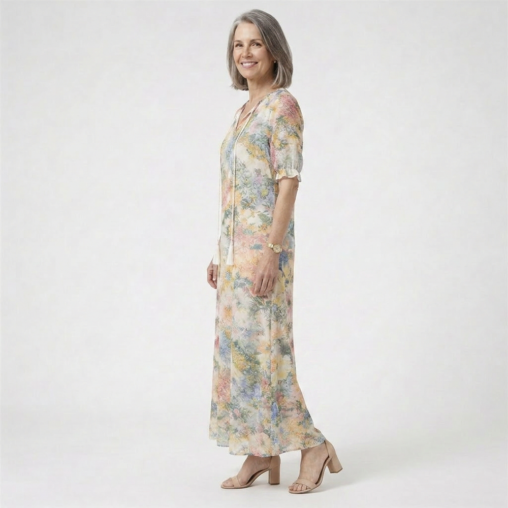 Blossomara - Floral Print Bohemian Maxi Dress Style 1