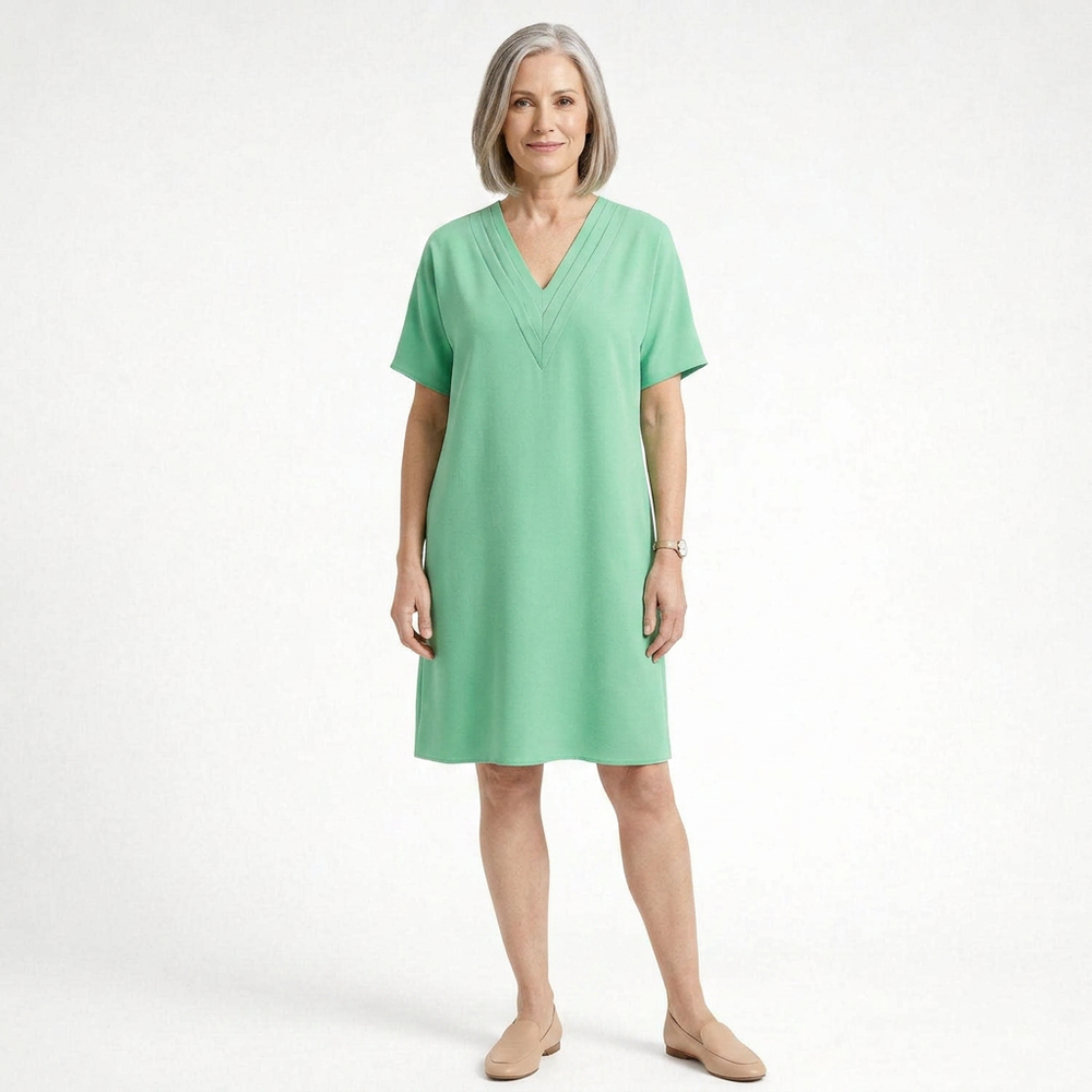 Slyvene - V-Neck Split-Sleeve Mini Dress