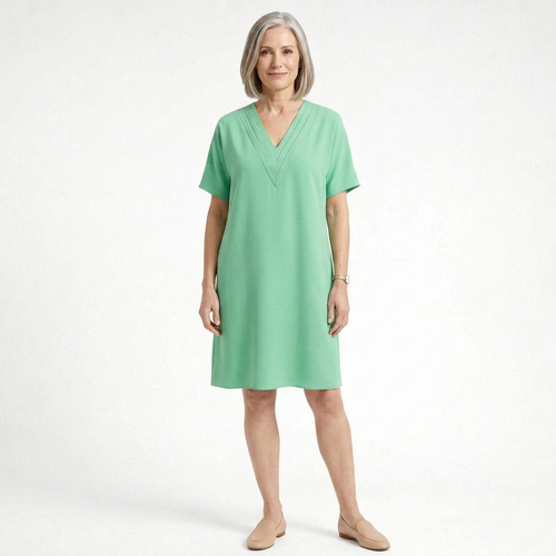 Slyvene - V-Neck Split-Sleeve Mini Dress