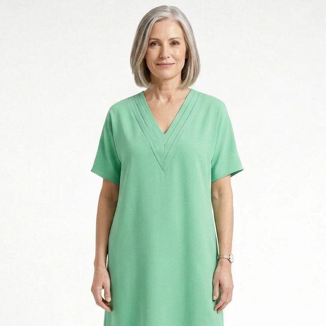Slyvene - V-Neck Split-Sleeve Mini Dress