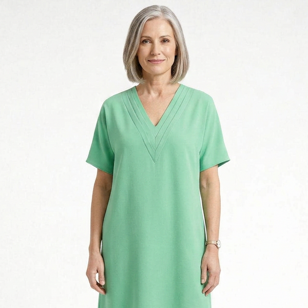Slyvene - V-Neck Split-Sleeve Mini Dress