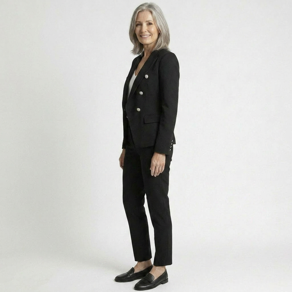 Vestara - Double-Breasted Blazer And Trouser Set Black