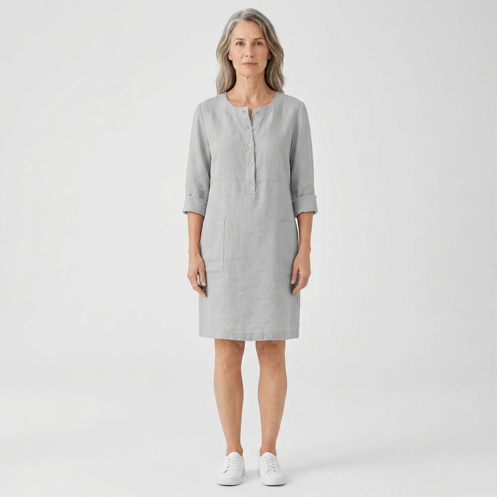 Emma - Relaxed Fit Midi Button-Front Dress