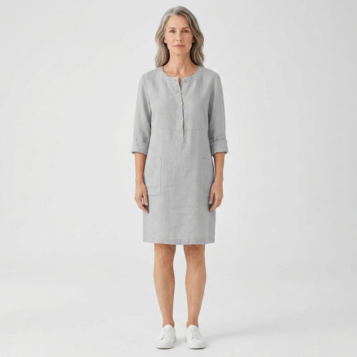 Emma - Relaxed Fit Midi Button-Front Dress