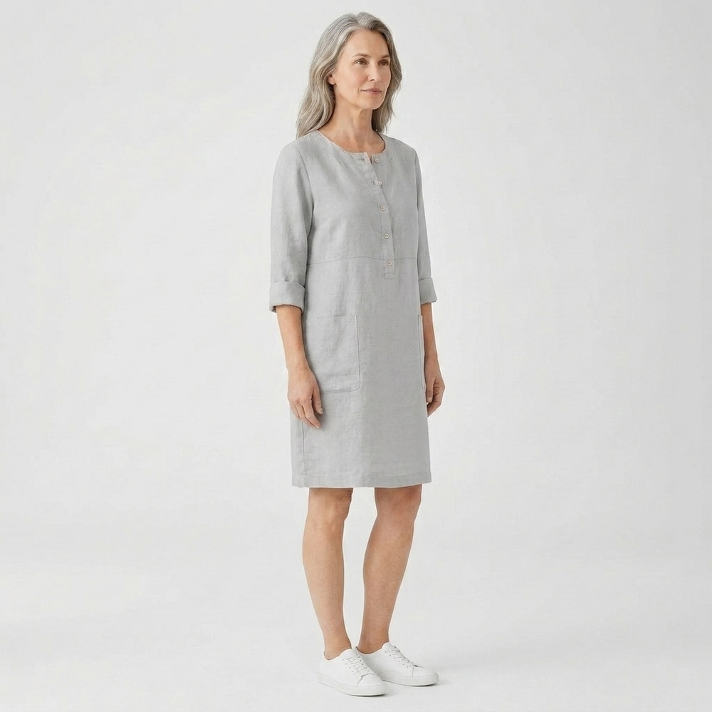 Emma - Relaxed Fit Midi Button-Front Dress