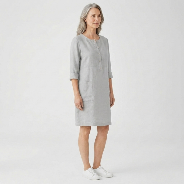 Emma - Relaxed Fit Midi Button-Front Dress