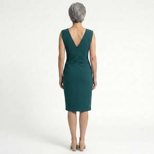 Veluria - Fitted V-Neck Midi Dress