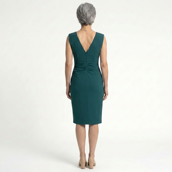 Veluria - Fitted V-Neck Midi Dress