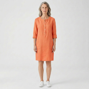 Emma - Relaxed Fit Midi Button-Front Dress
