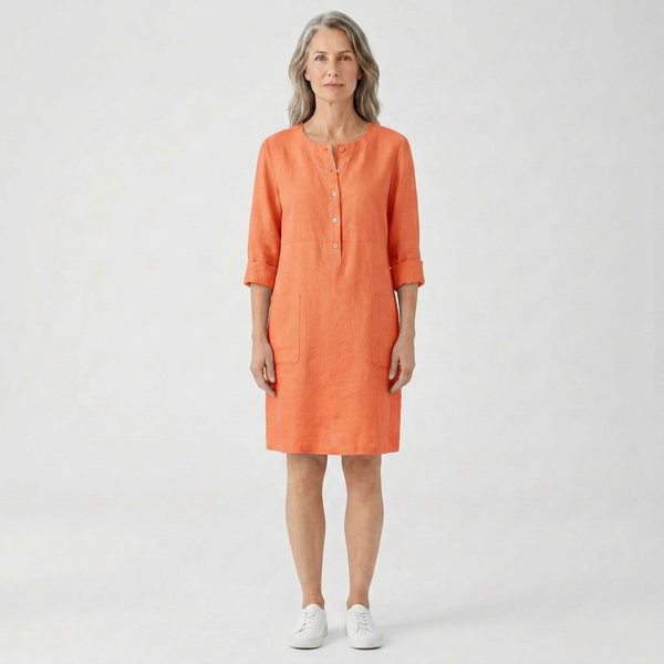 Emma - Relaxed Fit Midi Button-Front Dress