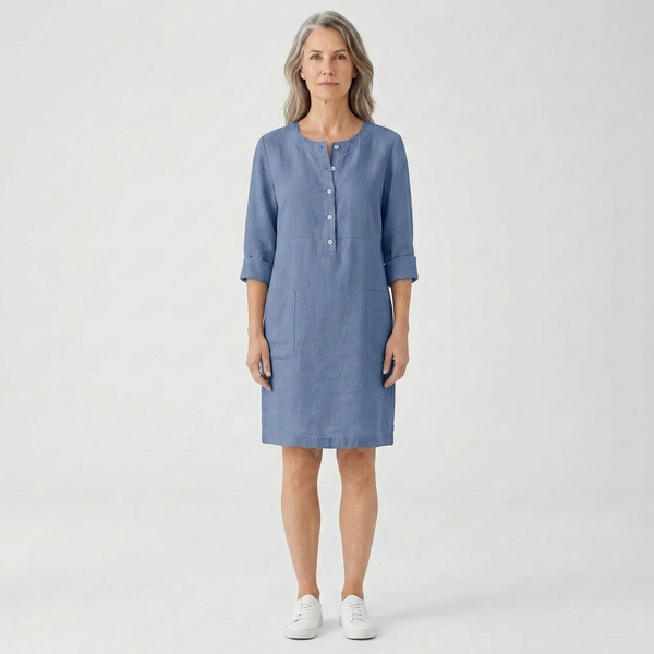 Emma - Relaxed Fit Midi Button-Front Dress