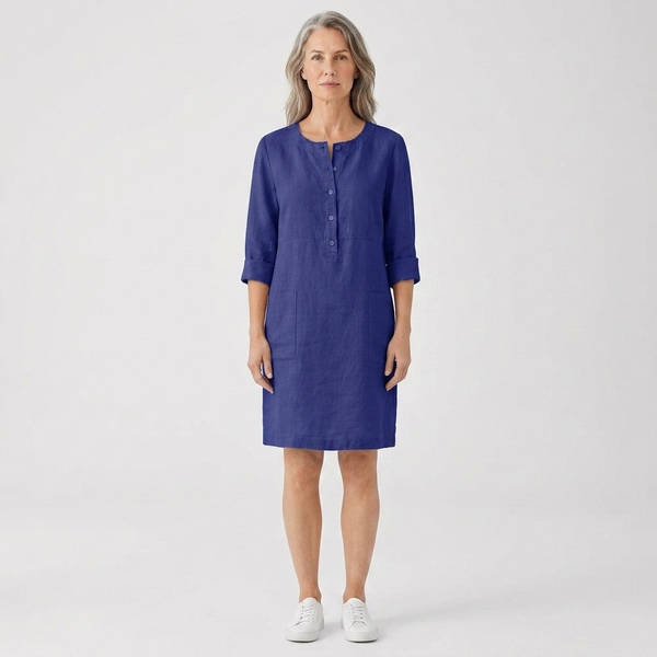 Emma - Relaxed Fit Midi Button-Front Dress