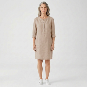 Emma - Relaxed Fit Midi Button-Front Dress