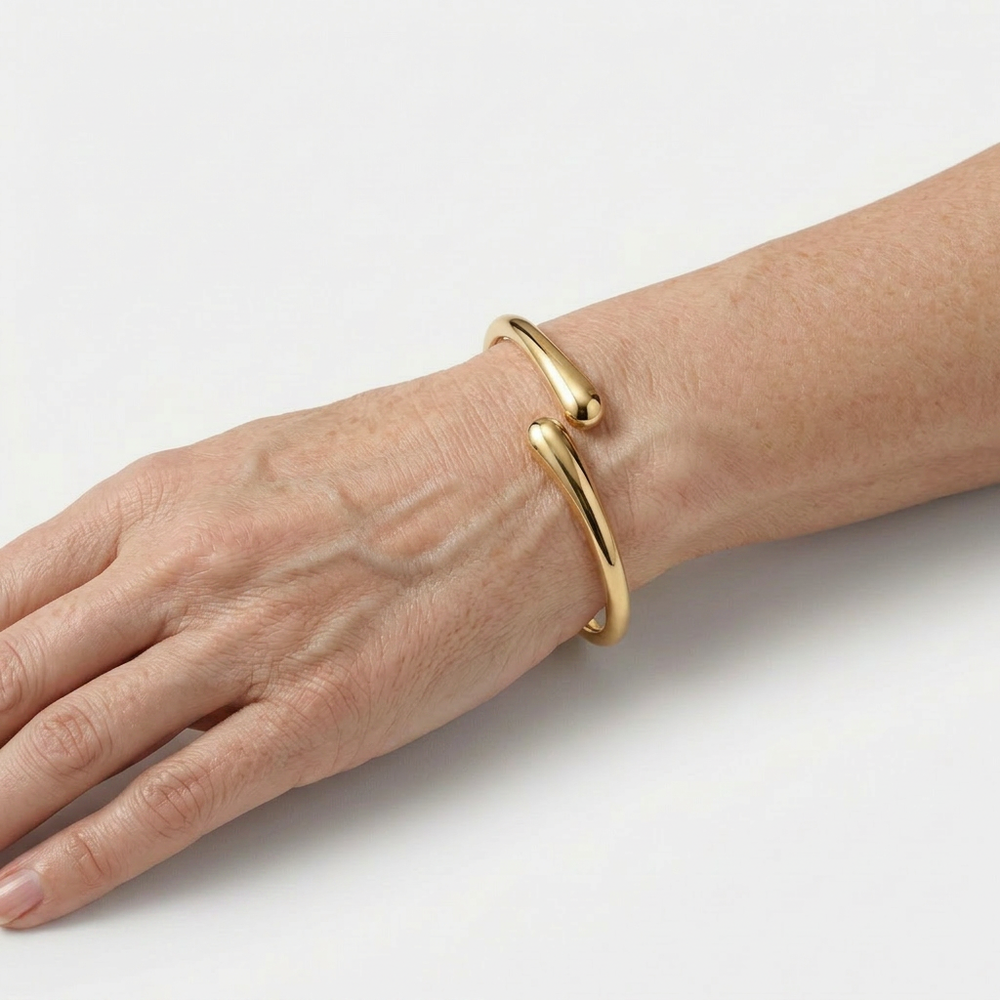 Vexora - Open Cuff Bangle With Coiled Geometric Design Gold 1