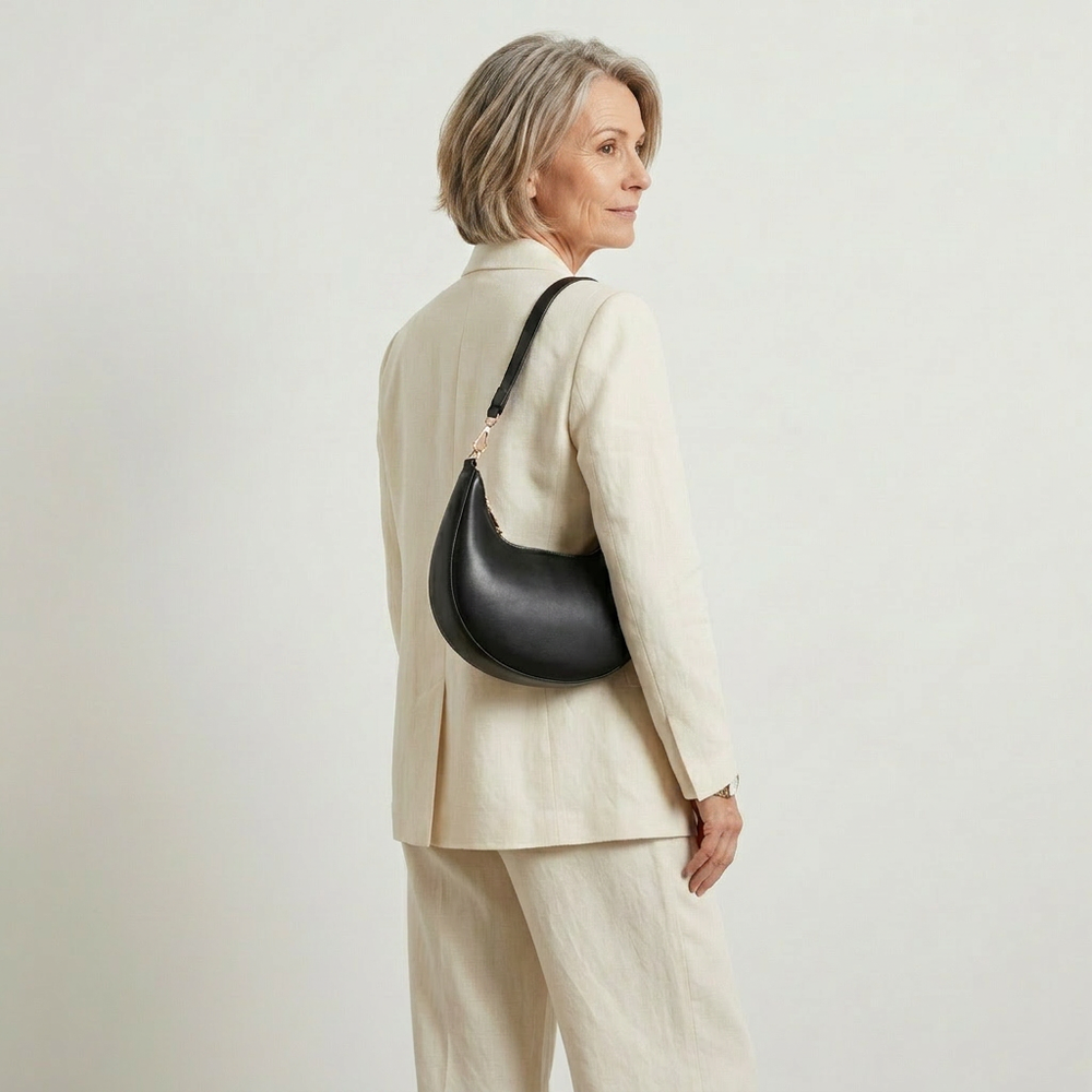 Lunvara - Crescent-Shaped Single Shoulder Bag Black
