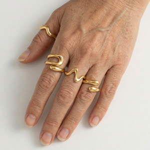 Vexorra - 4-Piece Adjustable Geometric Open Ring Set
